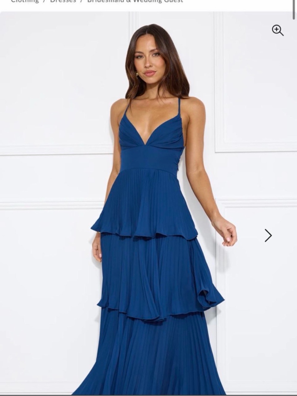 Hello Molly Cobalt Blue Tiered Pleated Maxi Dress